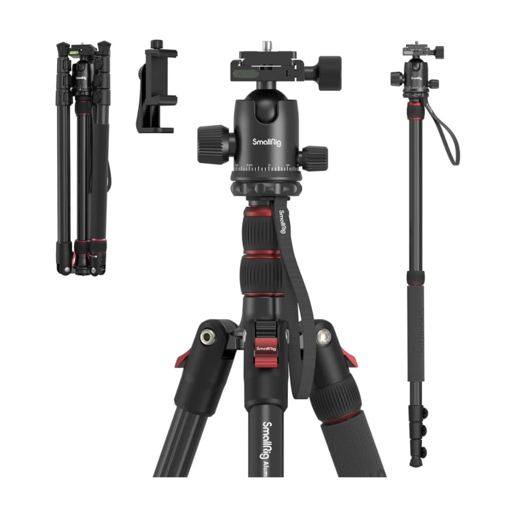 Imagen 2 del producto Trípode de viaje SmallRig CT-10 20 en 1, altura máx. 1.82 m, carga máx. 5kg, para cámaras, smartphones, negro