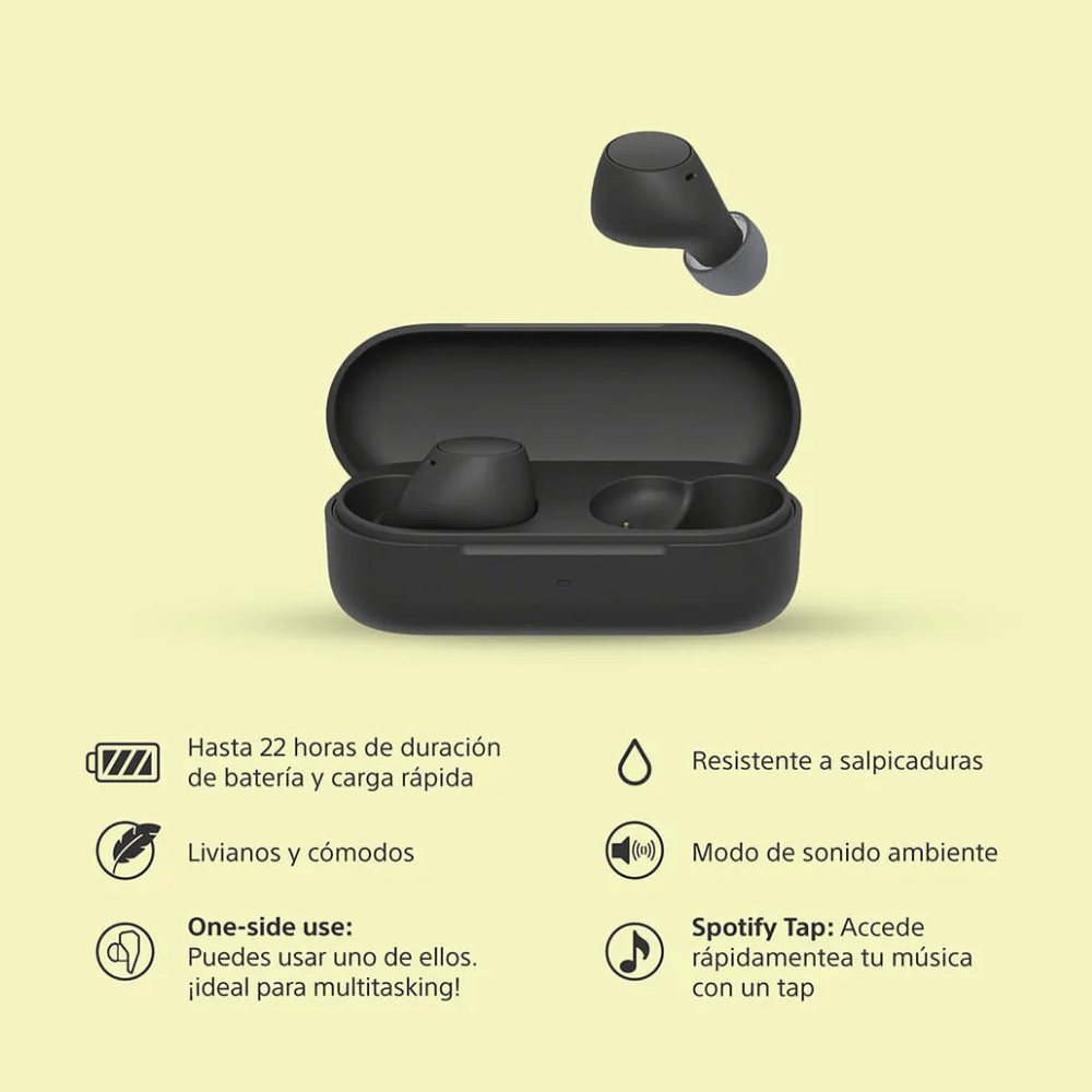 Imagen 2 del producto Audífonos true wireless in ear Sony WF-C510, Bluetooth 5.3, IPX4, hasta 22 horas con estuche, negro