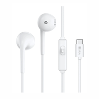 Audífonos alámbricos in ear 1 HORA AUT124, USB Tipo-C, micrófono, cable antienredos 1.2 m, blanco