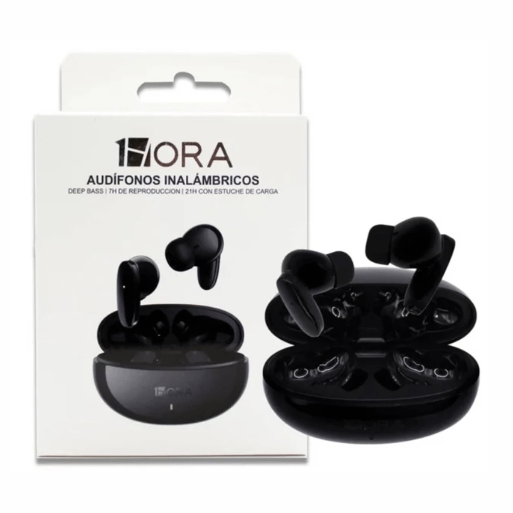 Imagen 2 del producto Audífonos true wireless in ear 1 HORA AUT205, Bluetooth 5.3, hasta 7 horas, 21 horas con estuche, luces LED, negro