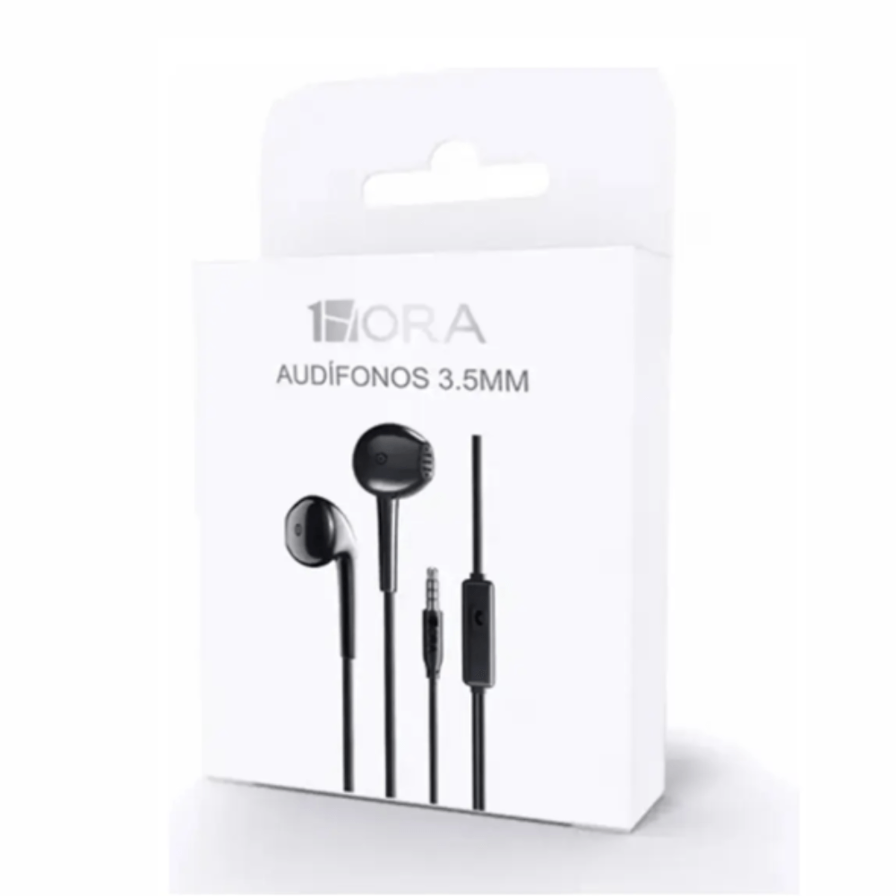 Imagen 2 del producto Audífonos alámbricos in ear 1 HORA AUT117, conector 3.5 mm, micrófono, cable antienredos 1.2 m, negro