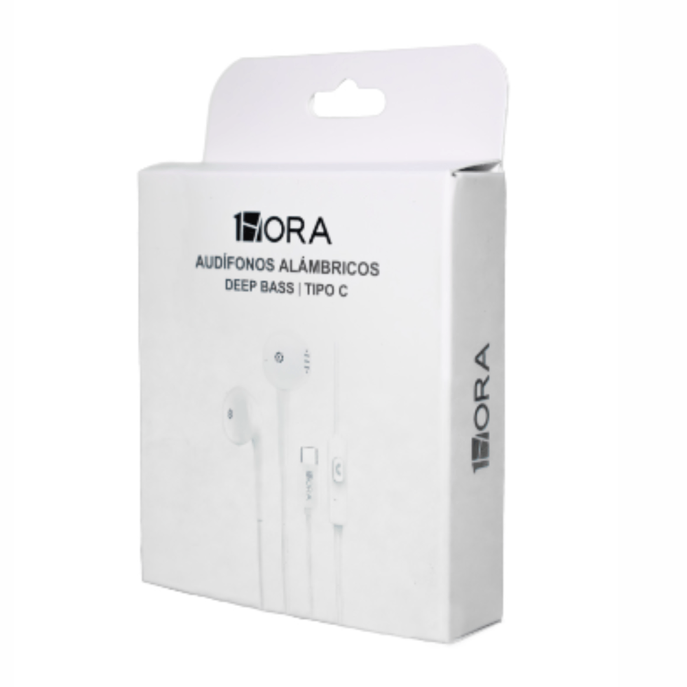 Imagen 2 del producto Audífonos alámbricos in ear 1 HORA AUT123, conector 3.5 mm, aislamiento de ruido, micrófono, blanco