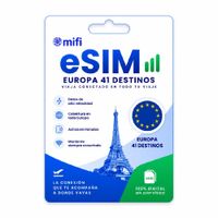eSIM MIFI para Europa en 41 países con datos ilimitados, vigencia de 7 días y conexión 4G/LTE/5G