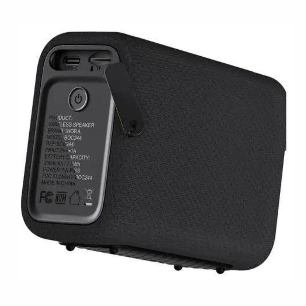 Imagen 2 del producto Parlante 1Hora BOC244, 7 W RMS, Bluetooth 5.3, hasta 10 horas, subwoofer integrado, radio FM, negro