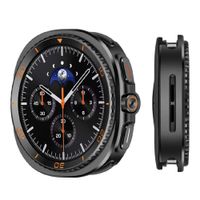 Case URVOI de metal para Samsung Galaxy Watch 8 de 44 mm, resistente al agua y golpes, negro con naranja