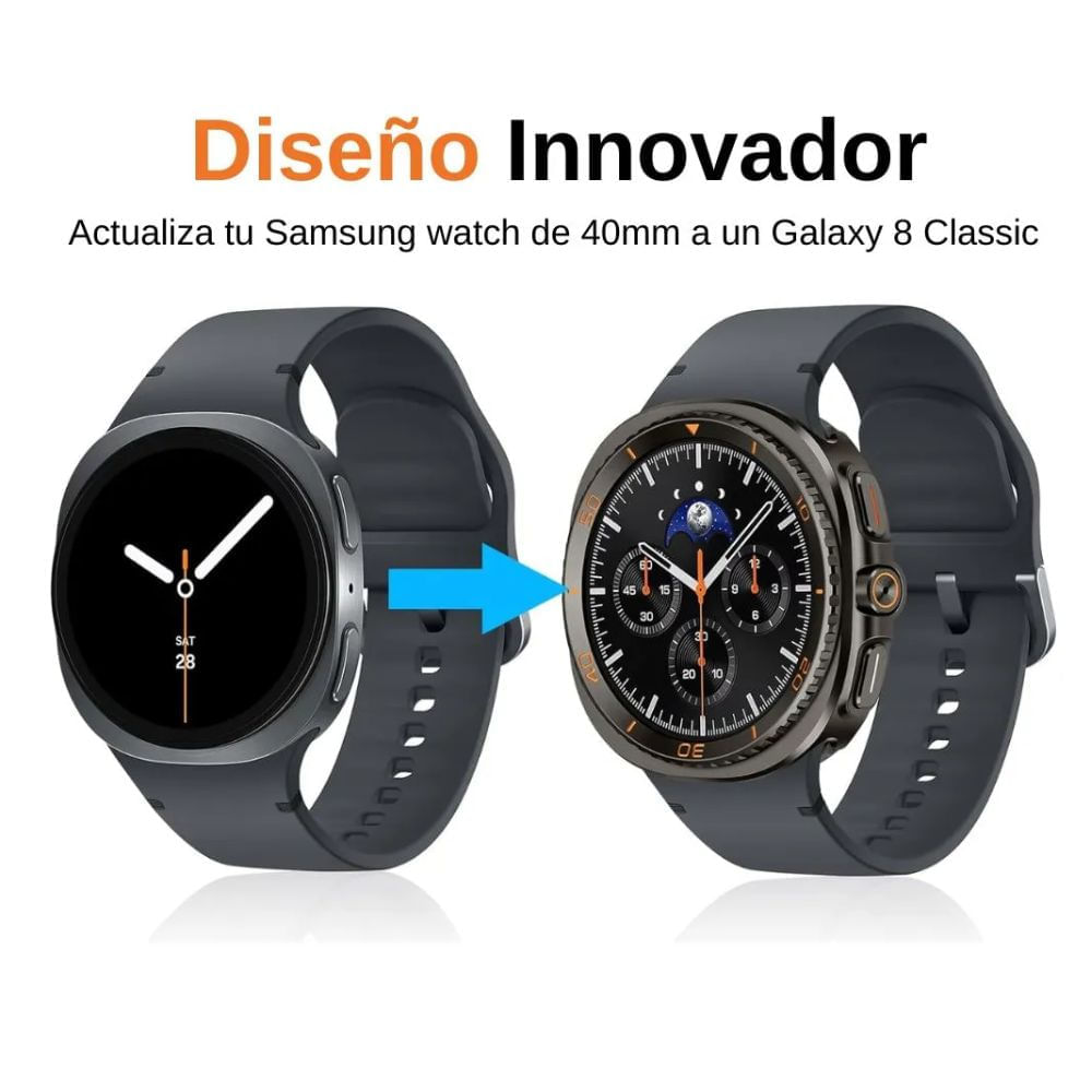 Imagen 2 del producto Case URVOI de metal para Samsung Galaxy Watch 8 de 44 mm, resistente al agua y golpes, negro con naranja