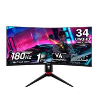 Monitor gamer curvo TEROS TE-3412G de 34 pulgadas UWQHD VA, 180 Hz, 1 ms, HDMI, DisplayPort y salida de audio, negro