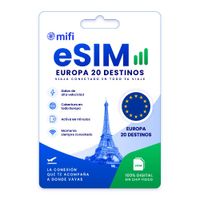 eSIM MIFI para Europa con 10 GB en 20 países, válida por 14 días o hasta agotar los datos