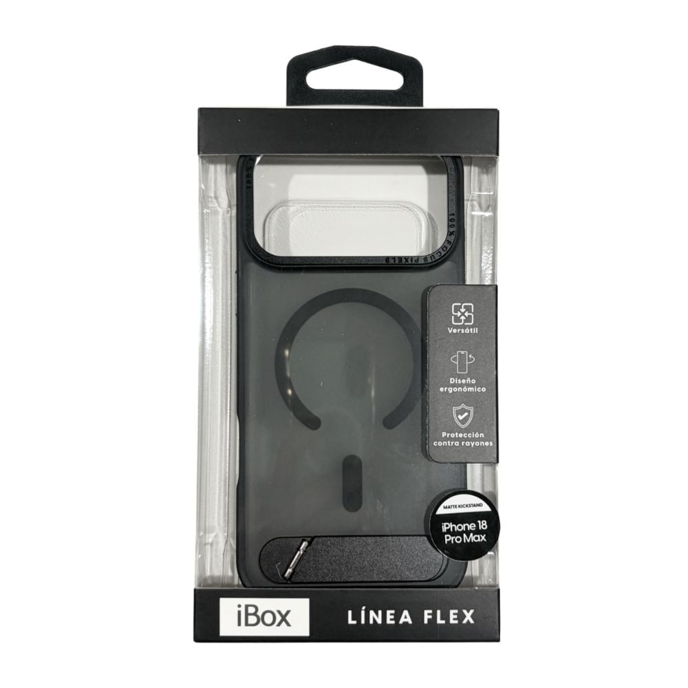 Imagen 2 del producto PREVENTA: Case iBox para iPhone 18 Pro Max Matte Kickstand, con MagSafe, con soporte en la base, negro