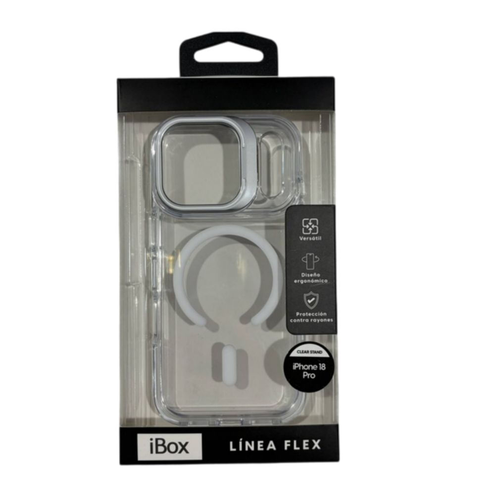 Imagen 2 del producto PREVENTA: Case iBox para iPhone 18 Pro Clear Stand, con MagSafe, con soporte de cámara, blanco