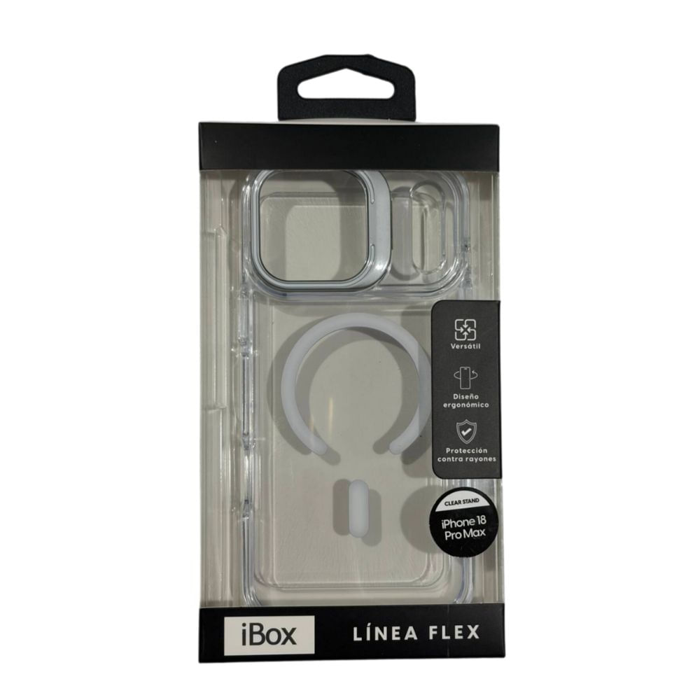 Imagen 2 del producto PREVENTA: Case iBox para iPhone 18 Pro Max Clear Stand, con MagSafe, con soporte de cámara, blanco