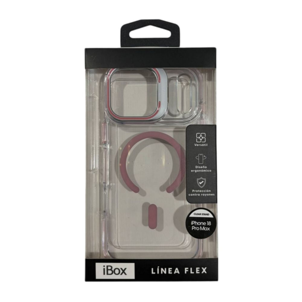 Imagen 2 del producto PREVENTA: Case iBox para iPhone 18 Pro Max Clear Stand, con MagSafe, con soporte de cámara, rosado