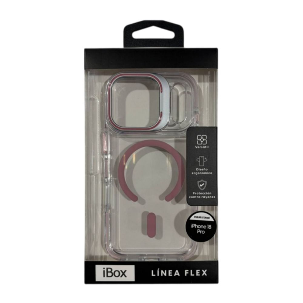 Imagen 2 del producto PREVENTA: Case iBox para iPhone 18 Pro Clear Stand, con MagSafe, con soporte de cámara, rosado