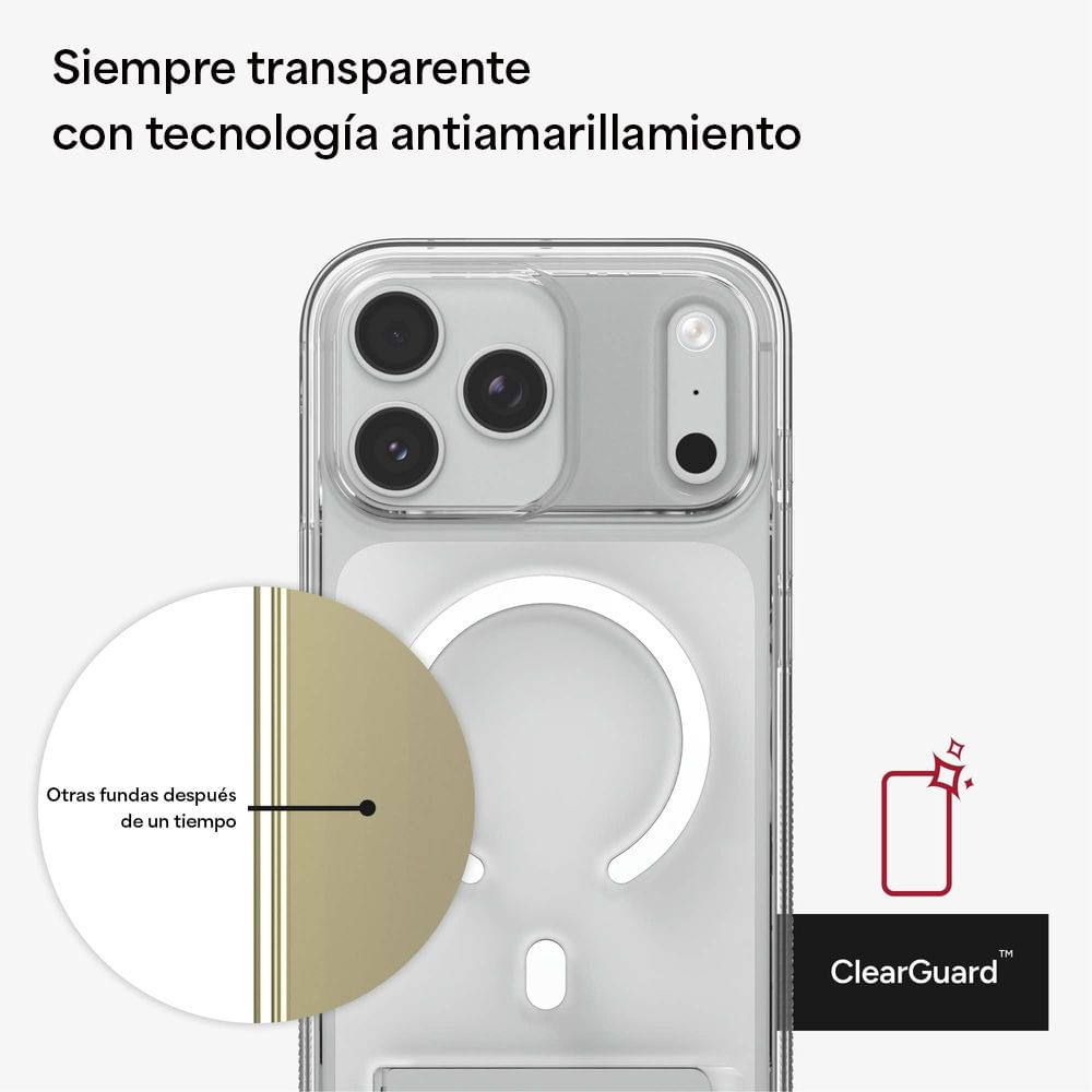 Imagen 2 del producto Case Zagg para iPhone 17 Pro Crystal Palace Snap, con MagSafe para carga inalámbrica, con soporte integrado, transparente