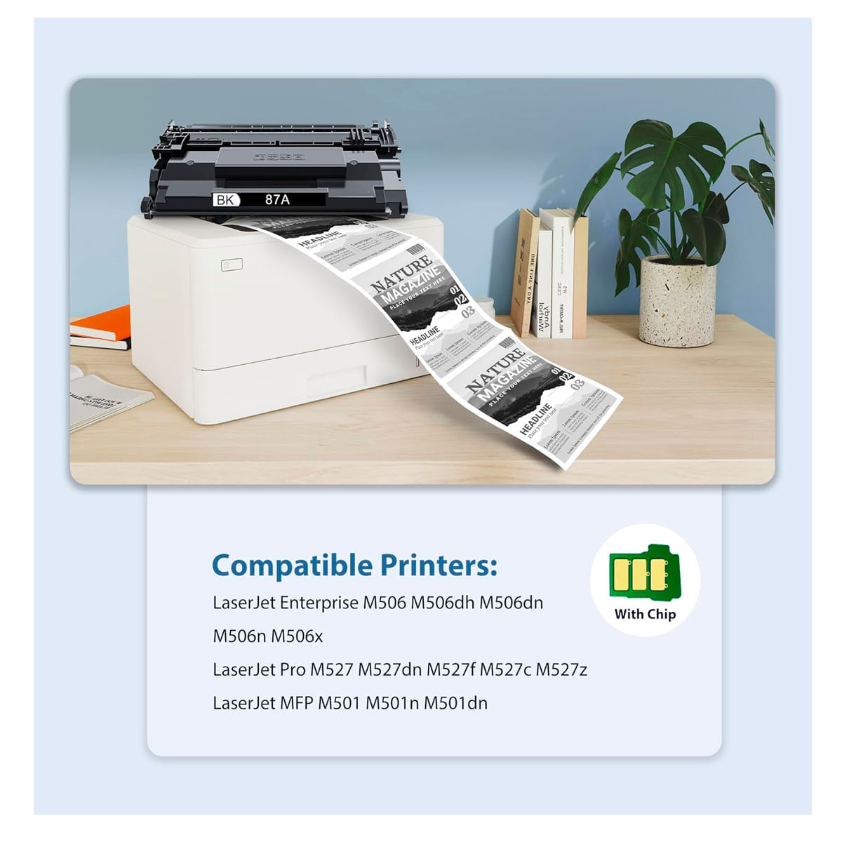 Imagen 2 del producto Tóner compatible Fivex 87A CF287A negro para HP LaserJet M501, M506 y M527, rendimiento de 9000 páginas