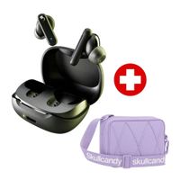 Audífonos Bluetooth true wireless Skullcandy Smokin Buds, IPX4, hasta 20 horas con estuche, negro + sidbag morral lila