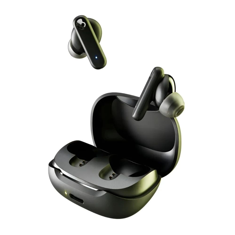Imagen 2 del producto Audífonos Bluetooth true wireless Skullcandy Smokin Buds, IPX4, hasta 20 horas con estuche, negro + sidbag morral lila