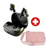 Audífonos Bluetooth true wireless Skullcandy Smokin Buds, IPX4, hasta 20 horas con estuche, negro + sidbag morral rosa