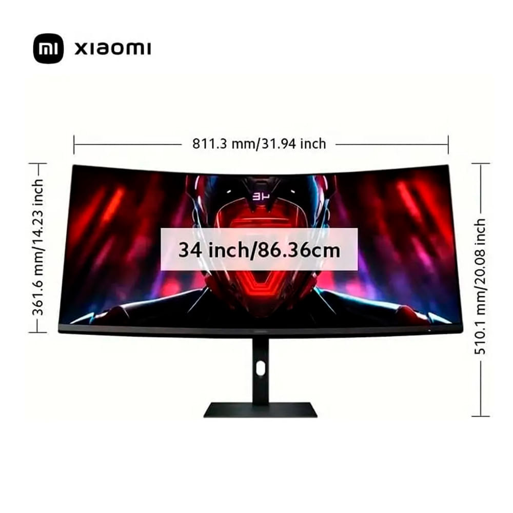 Imagen 2 del producto Monitor gamer curvo Xiaomi G34WQi, 34 pulgadas, panel VA, WQHD, 180 Hz, 1 ms, 2 HDMI y 2 DisplayPort, negro y blanco