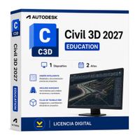 Licencia digital Autodesk Civil 3D 2027 Education, 1 dispositivo, compatible con Windows 11, duración 2 años
