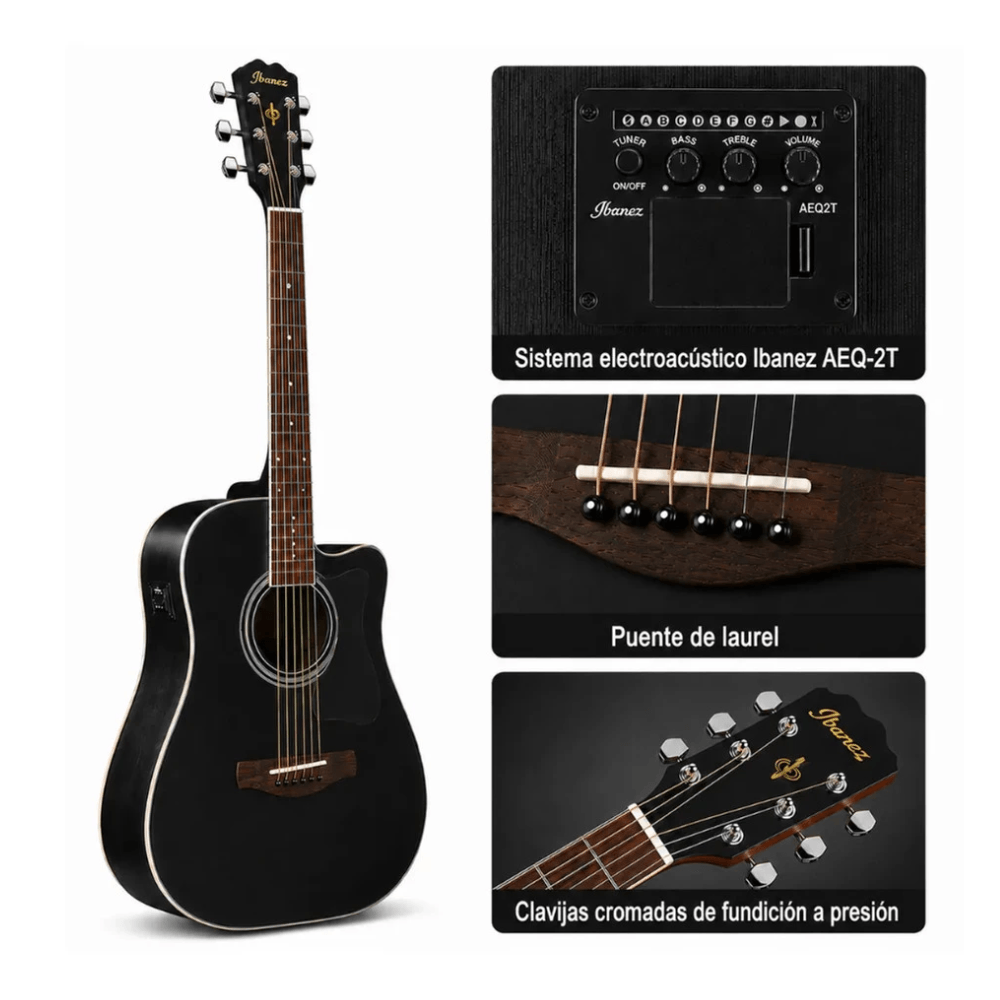 Imagen 2 del producto Guitarra electroacústica Ibanez PF16MWCE, Dreadnought con cutaway, pastilla Undersaddle, ecualizador AEQ-2T, weathered black open pore