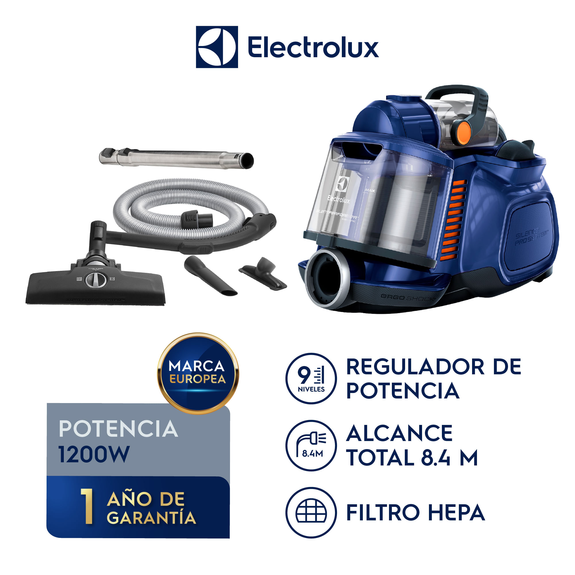 Imagen 2 del producto Aspiradora Electrolux CYC01, 1200W, 1.4 L de capacidad, azul