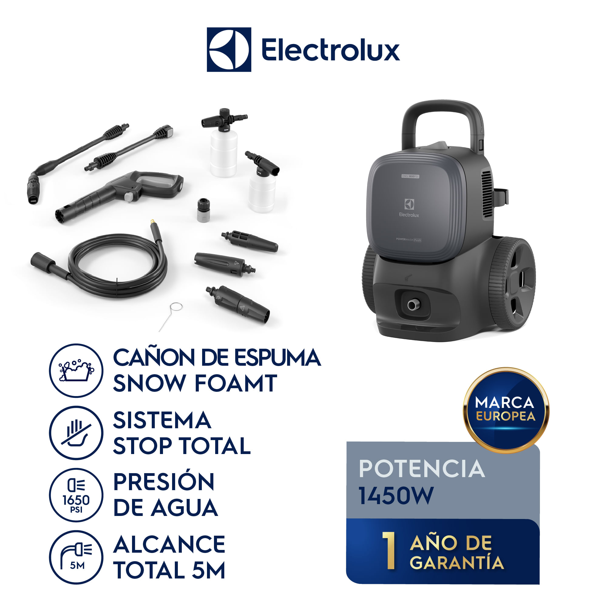 Imagen 2 del producto Hidrolavadora Electrolux Experience PowerWash EWS1850P 1400W, 1.850 PSI, azul