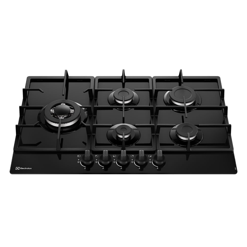 Imagen 2 del producto Combo: encimera a gas KE5CB de 5 hornillas 75 cm y campana extractora DE9SB de 90 cm, negro