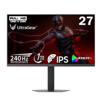Monitor gaming LG UltraGear 27 pulgadas, FHD IPS, 240 Hz, 1 ms, G-Sync, negro