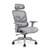 Silla de escritorio ergonómica Plus CADI, malla ventilada, soporte lumbar, reclinación suave, gris