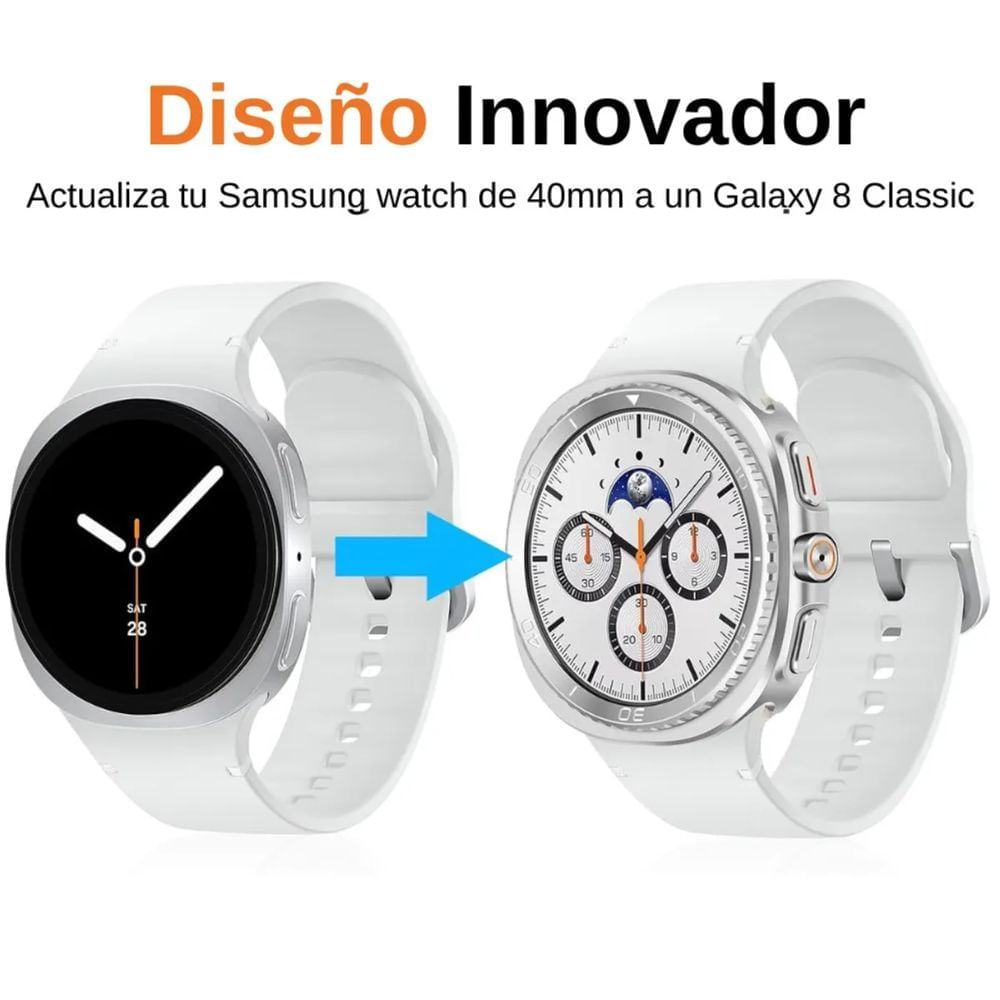 Imagen 2 del producto Case Urvoi para Samsung Galaxy Watch 8 de 40 mm, acero inoxidable, cristal de zafiro sintético, plateado