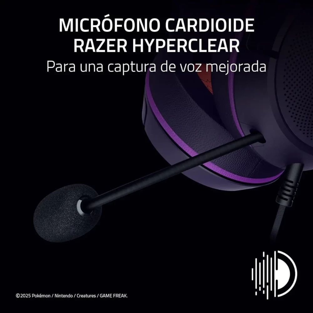 Imagen 2 del producto Audífonos gamer Razer Kraken Kitty V2 Chroma Gengar Edition, con micrófono, USB Tipo-A, 92.5 dB, PC y audio USB, RGB, morado