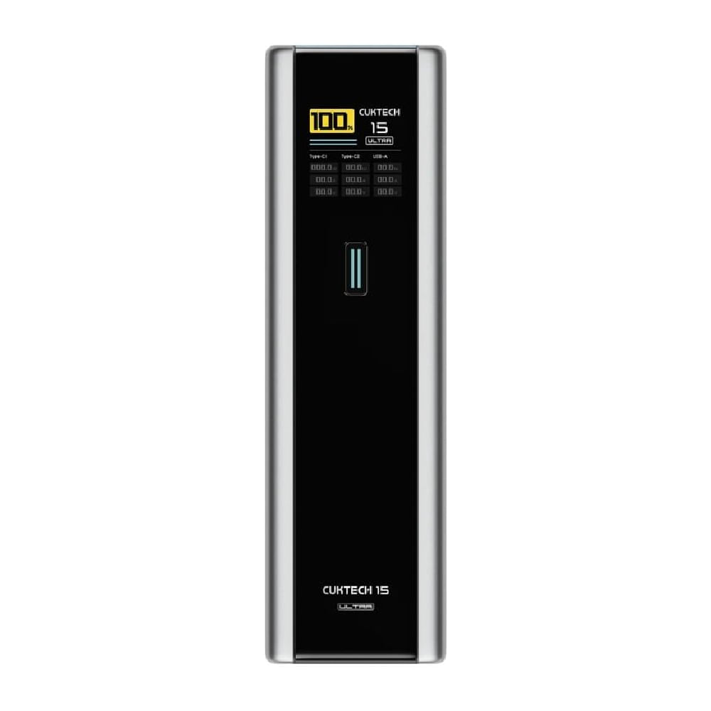 Imagen 2 del producto Batería externa Cuktech 15 Ultra PB200U, 20000 mAh, 165 W, 2 USB Tipo-C y 1 USB-A, carga rápida PD 3.1, gris