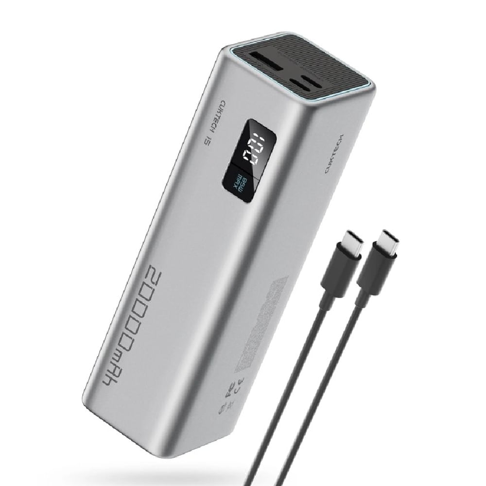 Imagen 2 del producto Batería externa Cuktech 15 SE PB200, 20000 mAh, 65 W, 2 USB Tipo-C y 1 USB-A, carga rápida PD 3.1, gris