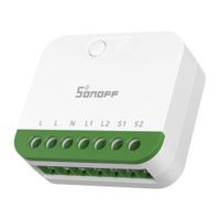 Interruptor inteligente Wi-Fi Mini DUO Sonoff, control por app, voz y escenas automatizadas, 2 canales, blanco