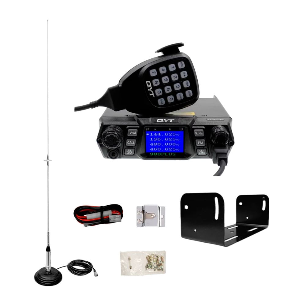 Imagen 2 del producto Radio base QYT 980 PLUS VHF/UHF, 200 canales, alcance 50 km, 50 W, negro + kit antena Nagoya NL-770R