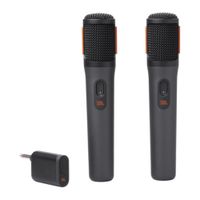 Pack 2 micrófonos inalámbricos JBL PartyBox Wireless Mic para karaoke, 2.4 GHz, 50 Hz–15 kHz, hasta 20 horas, negro