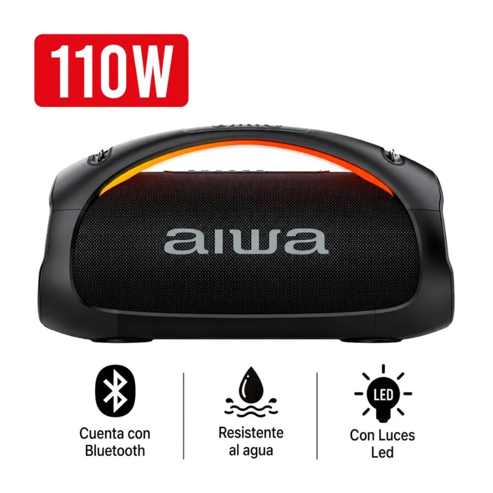 Imagen 2 del producto Parlante Bluetooth Aiwa Boombox AWS544BT, 110 W RMS, resistente al agua IPX6, hasta 6.5 horas de reproducción, negro