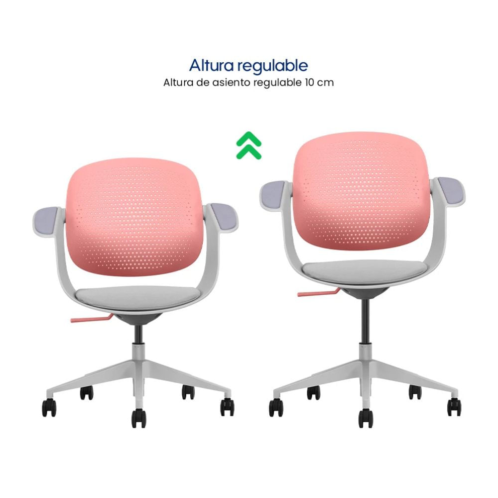 Imagen 2 del producto Silla de oficina Evox Ultimate F2G, carga máxima 150 kg, reposabrazos fijos, estructura de poliamida, hierro y aluminio, reclinable, rosa
