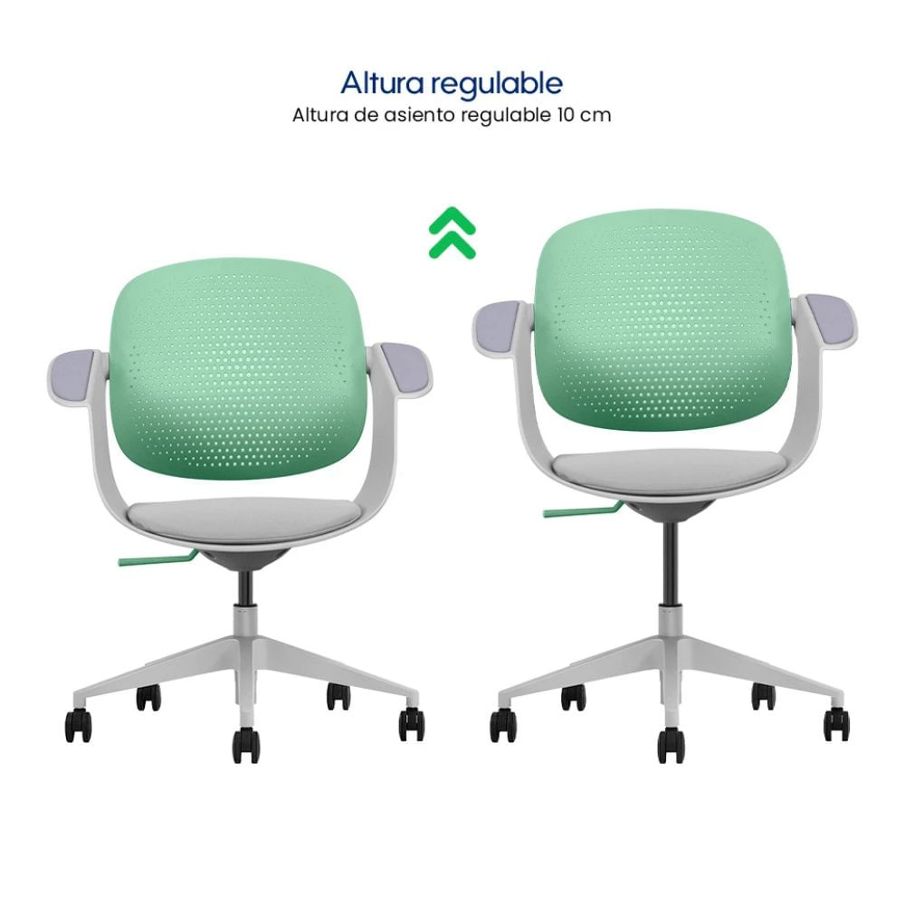 Imagen 2 del producto Silla de oficina Evox Ultimate F2G, carga máxima 150 kg, reposabrazos fijos, estructura de poliamida, hierro y aluminio, reclinable, verde