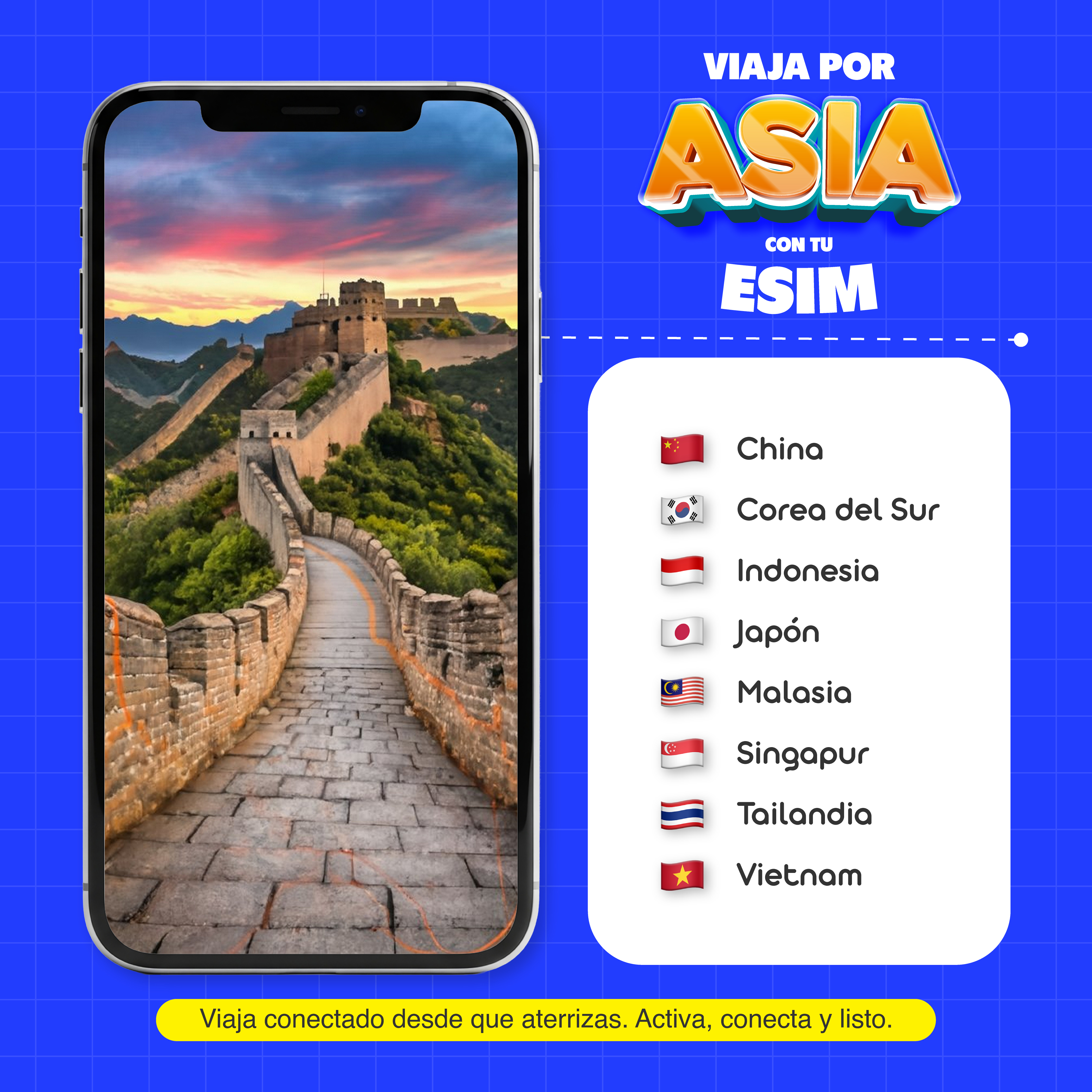 Imagen 2 del producto eSIM MIFI Asia 8 países, datos ilimitados, 7 días, solo datos, para celular liberado