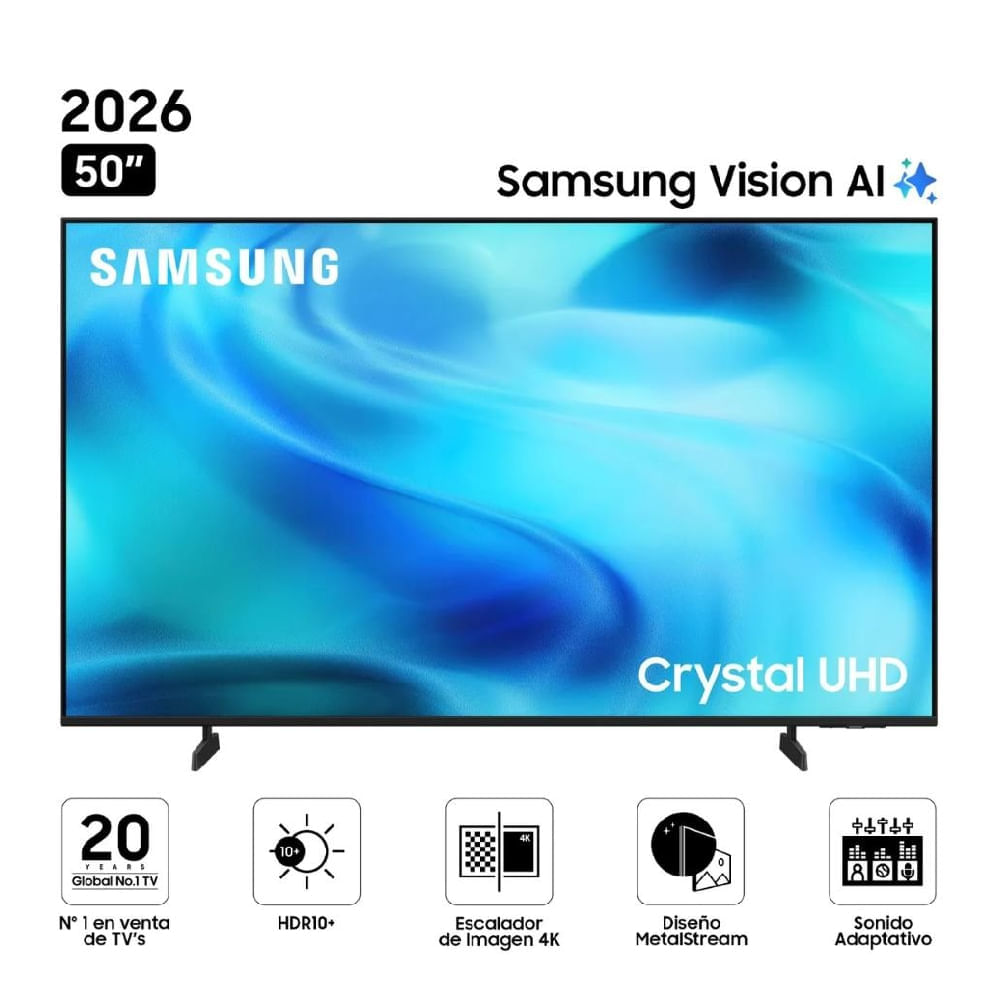Imagen 2 del producto Smart TV Samsung 50"", resolución 4K UHD, tecnología Crystal UHD, Tizen integrado, UN50U8000HGXPE, 2026