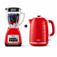 Combo licuadora Oster de 1.5 L y 800 W + hervidor eléctrico Oster de 1.7 L y 1850 W, rojo