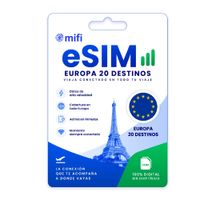 eSIM MIFI Europa 20 países, 50 GB, 30 días, solo datos, para celular liberado