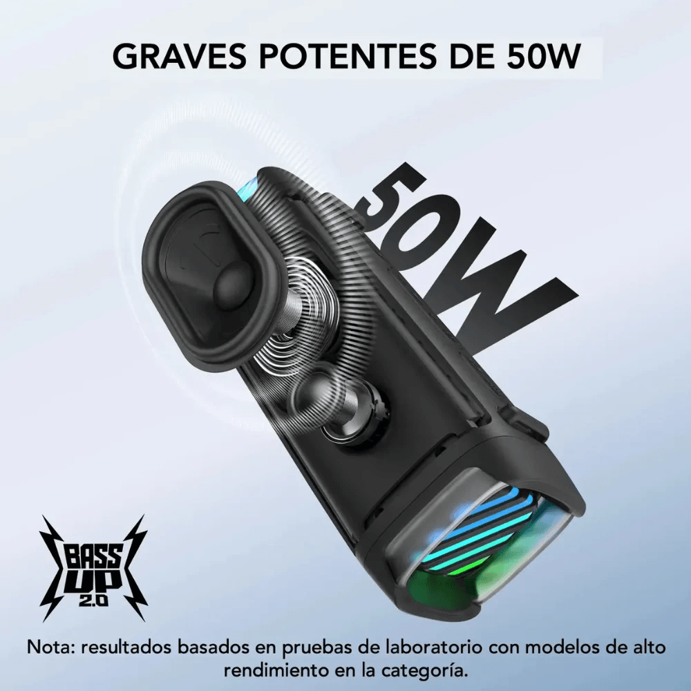Imagen 2 del producto Parlante Bluetooth Soundcore Boom 3i, 50 W, resistente al agua IP68, hasta 16 horas de reproducción, negro
