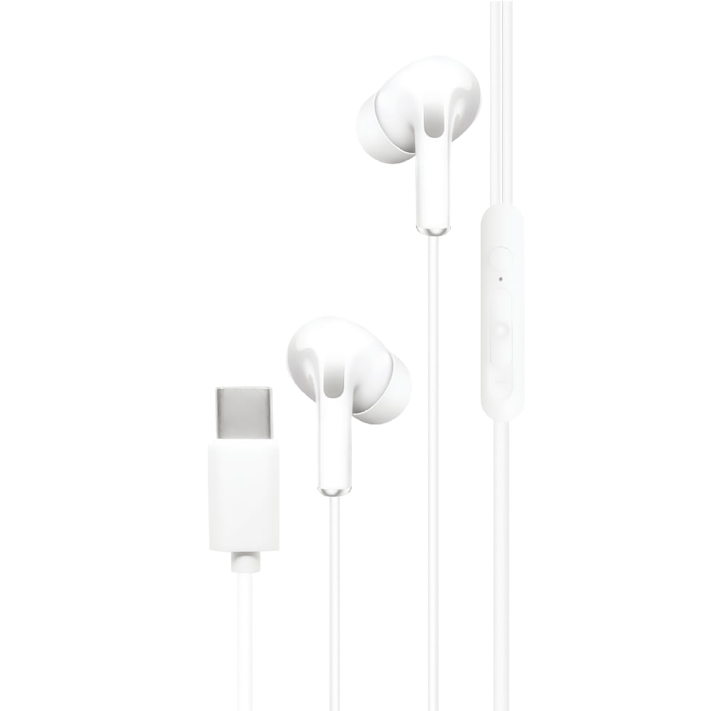 Imagen 2 del producto Audífonos Izuum DEP2413, in ear, USB Tipo C, con micrófono y control de volumen, blanco
