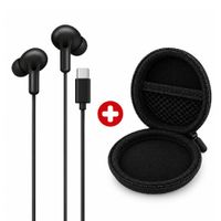 Combo audífonos Izuum in ear, USB Tipo-C, con micrófono, negro y estuche rígido