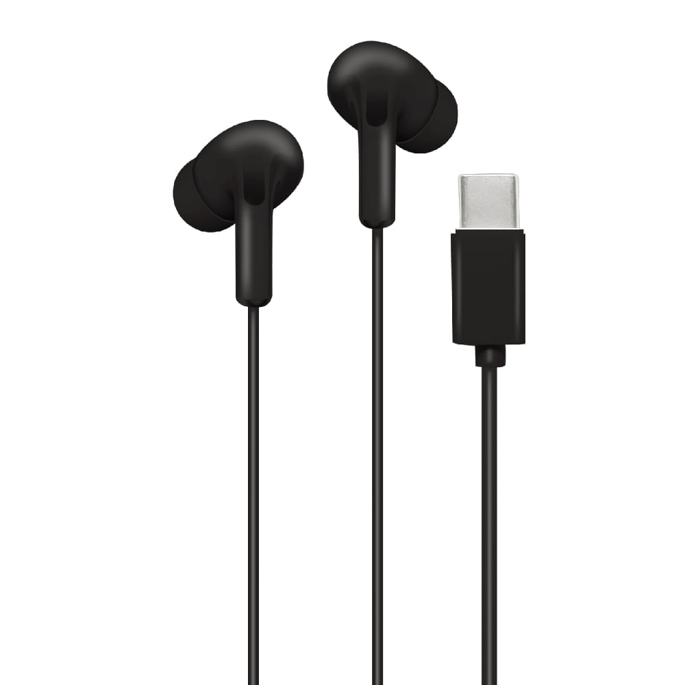 Imagen 2 del producto Combo audífonos Izuum in ear, USB Tipo-C, con micrófono, negro y estuche rígido