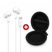 Combo audífonos Izuum in ear, USB Tipo C, con micrófono, blanco  y estuche rígido