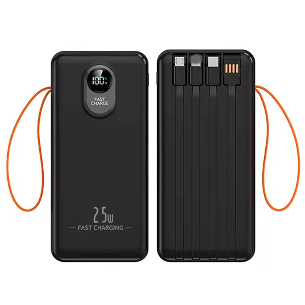 Imagen 2 del producto Power bank Demgel DE2035, 45 000 mAh, carga rápida de 25 W, 4 cables integrados, negro